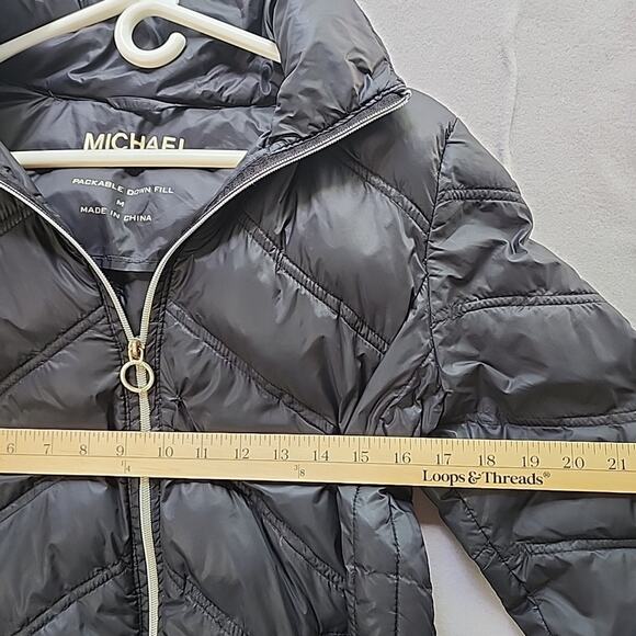 Michael Kors Packable Down Fill Jacket w/Hood Women Size Medium Black - Picture 6 of 8